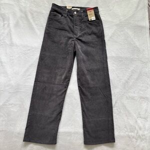 LEVI'S Ribcage Ankle Straight Super High Rise Gray Corduroy Pants—NWT—28
